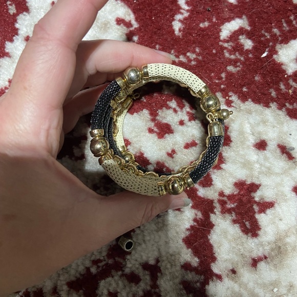 Black and White with Gold Tone Accents Bracelet - Picture 5 of 6